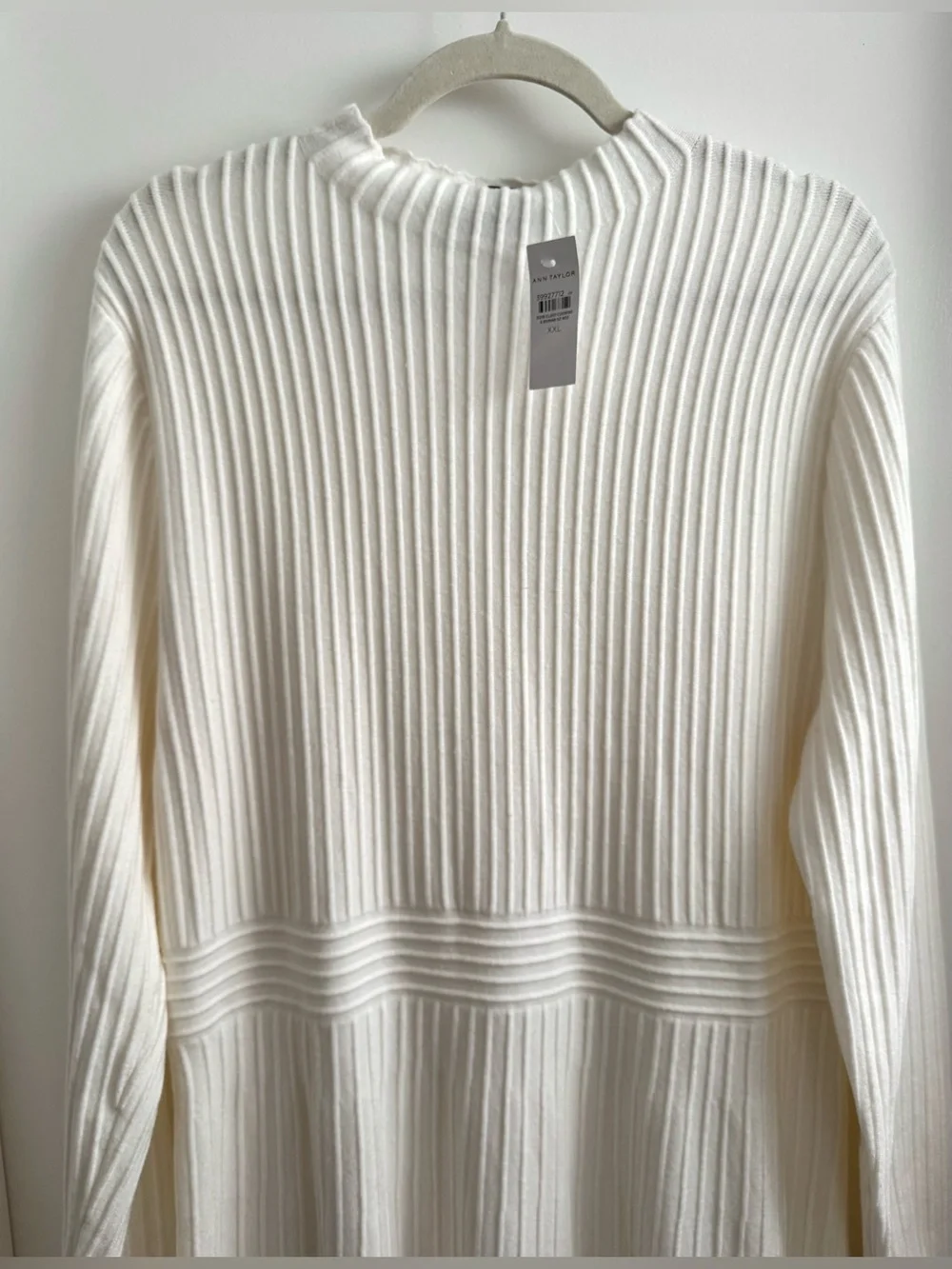 NWT Ann Taylor Off White Ribbed Mock Neck Sweater Dress XXL